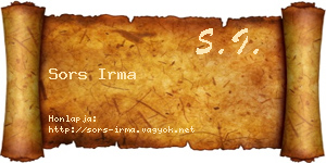 Sors Irma névjegykártya